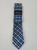 Men's  Nautica Tie and Hankie Set Woven Silky Feel #Nautica-5 Blue Checkers