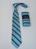 Men's  Nautica Tie and Hankie Set Woven Silky Feel #Nautica-7 Green Blue