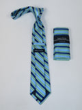 Men's  Nautica Tie and Hankie Set Woven Silky Feel #Nautica-7 Green Blue