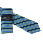 Men's  Nautica Tie and Hankie Set Woven Silky Feel #Nautica-7 Green Blue