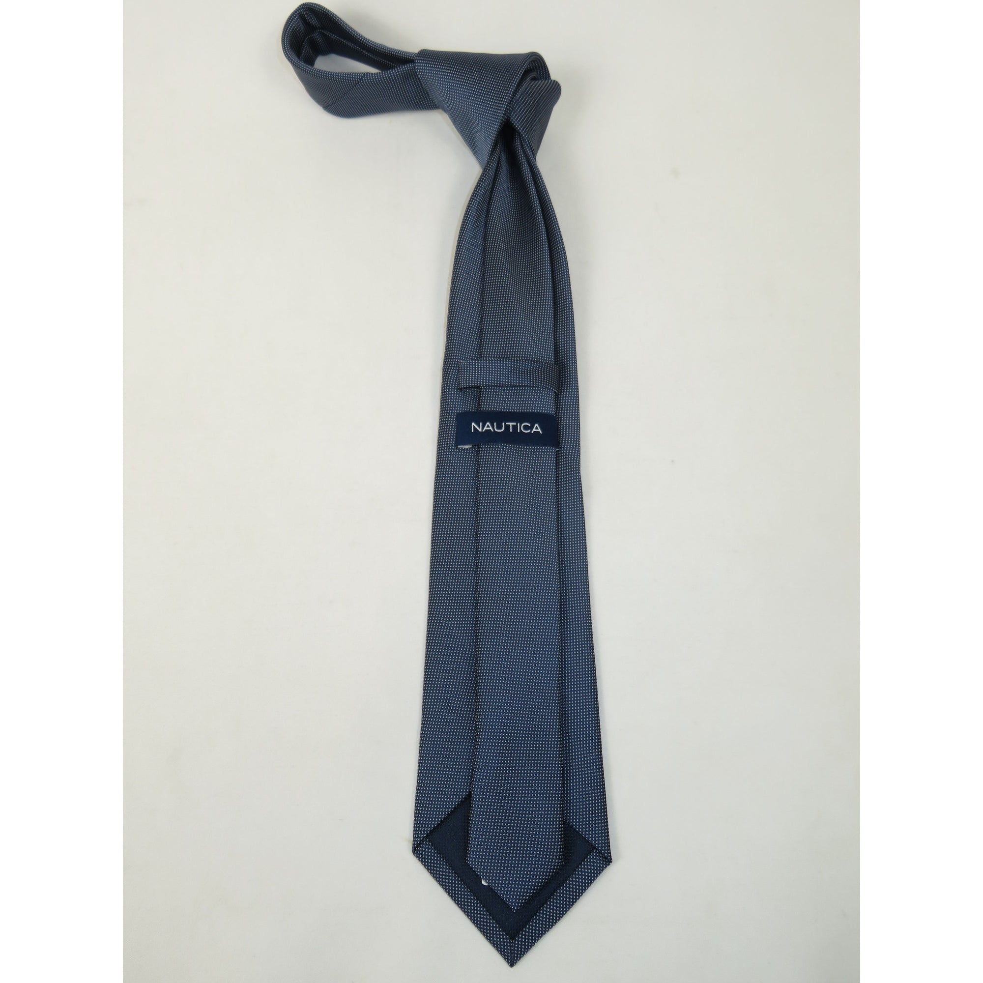 Men's Nautica Tie Woven Silky Feel #Nautica-9 Navy Blue Pin Dots