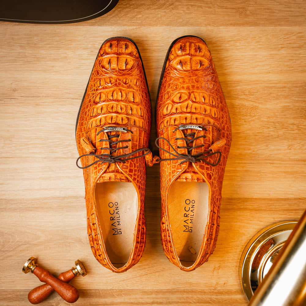 Marco Di Milano genuine Premium Nile Crocodile Skin Italian leather Nilo Brandy