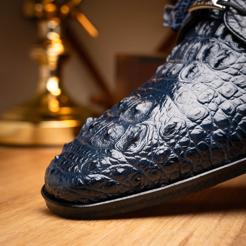 Marco Di Milano genuine Premium Nile Crocodile Skin Shoes, Italian leather Nilo Navy