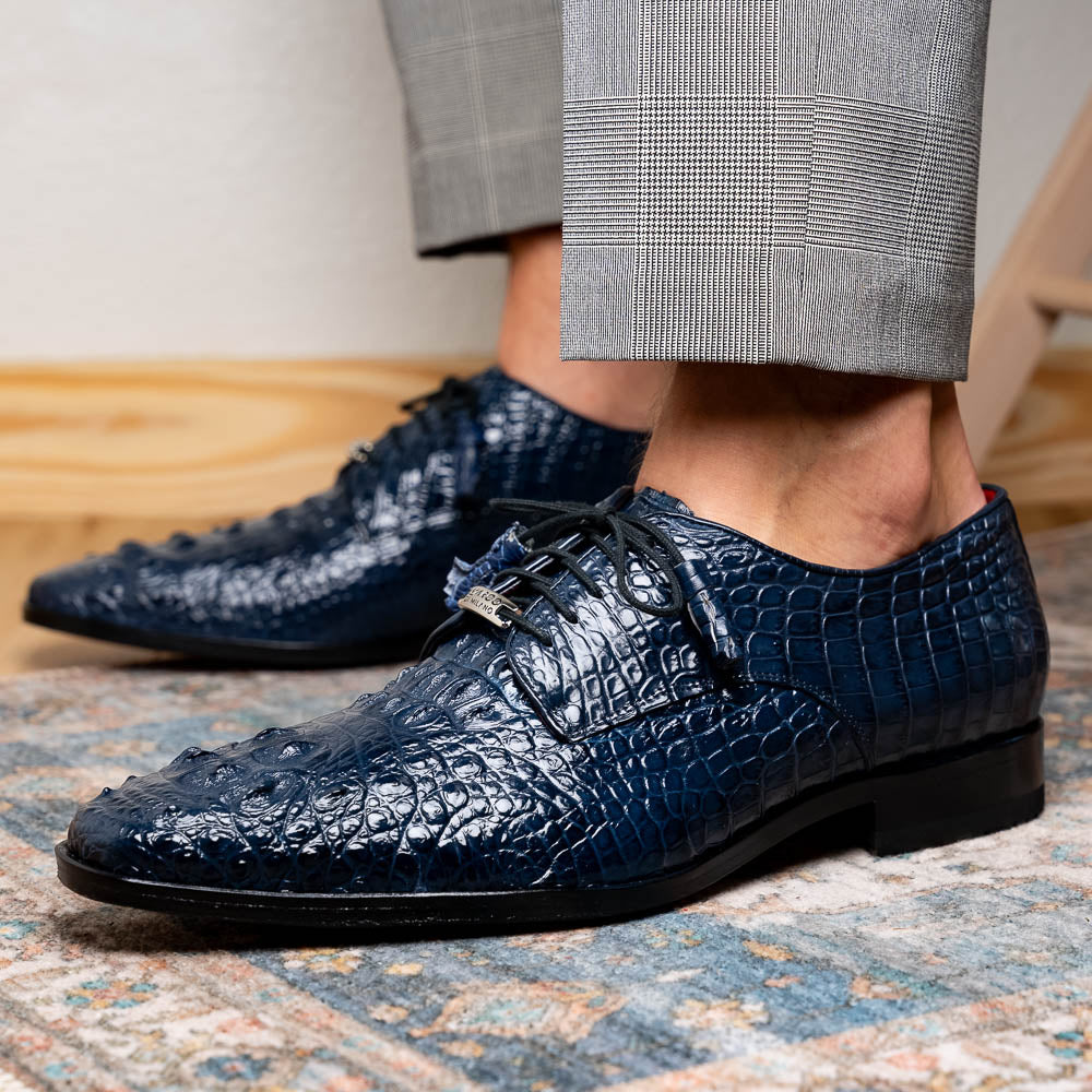 Marco Di Milano genuine Premium Nile Crocodile Skin Shoes, Italian leather Nilo Navy
