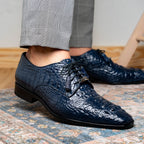 Marco Di Milano genuine Premium Nile Crocodile Skin Shoes, Italian leather Nilo Navy