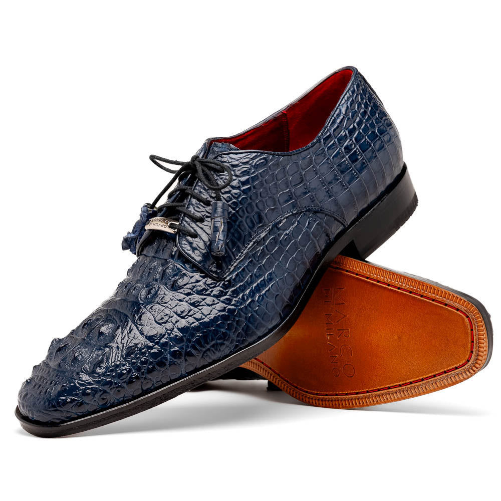 Marco Di Milano genuine Premium Nile Crocodile Skin Shoes, Italian leather Nilo Navy