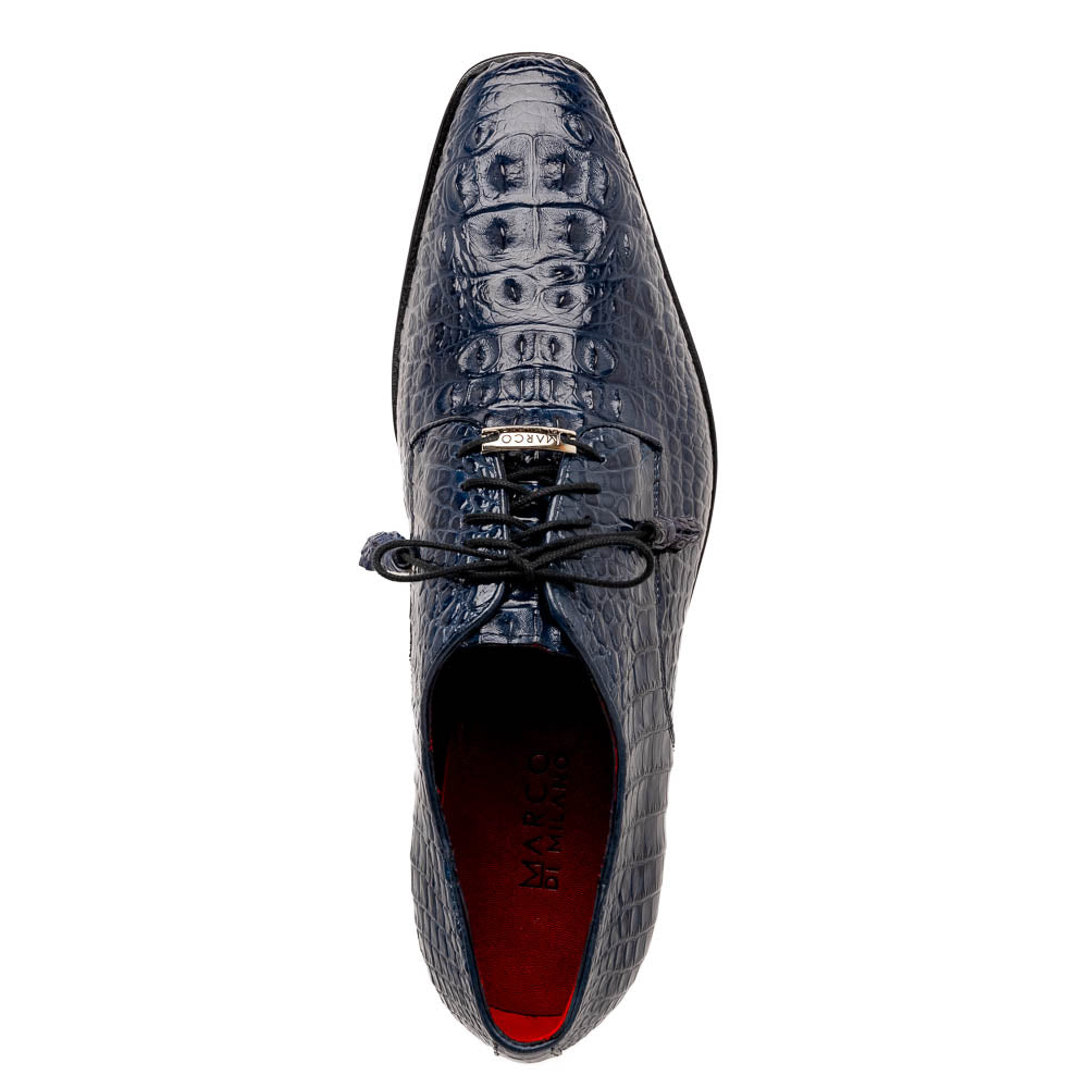 Marco Di Milano genuine Premium Nile Crocodile Skin Shoes, Italian leather Nilo Navy