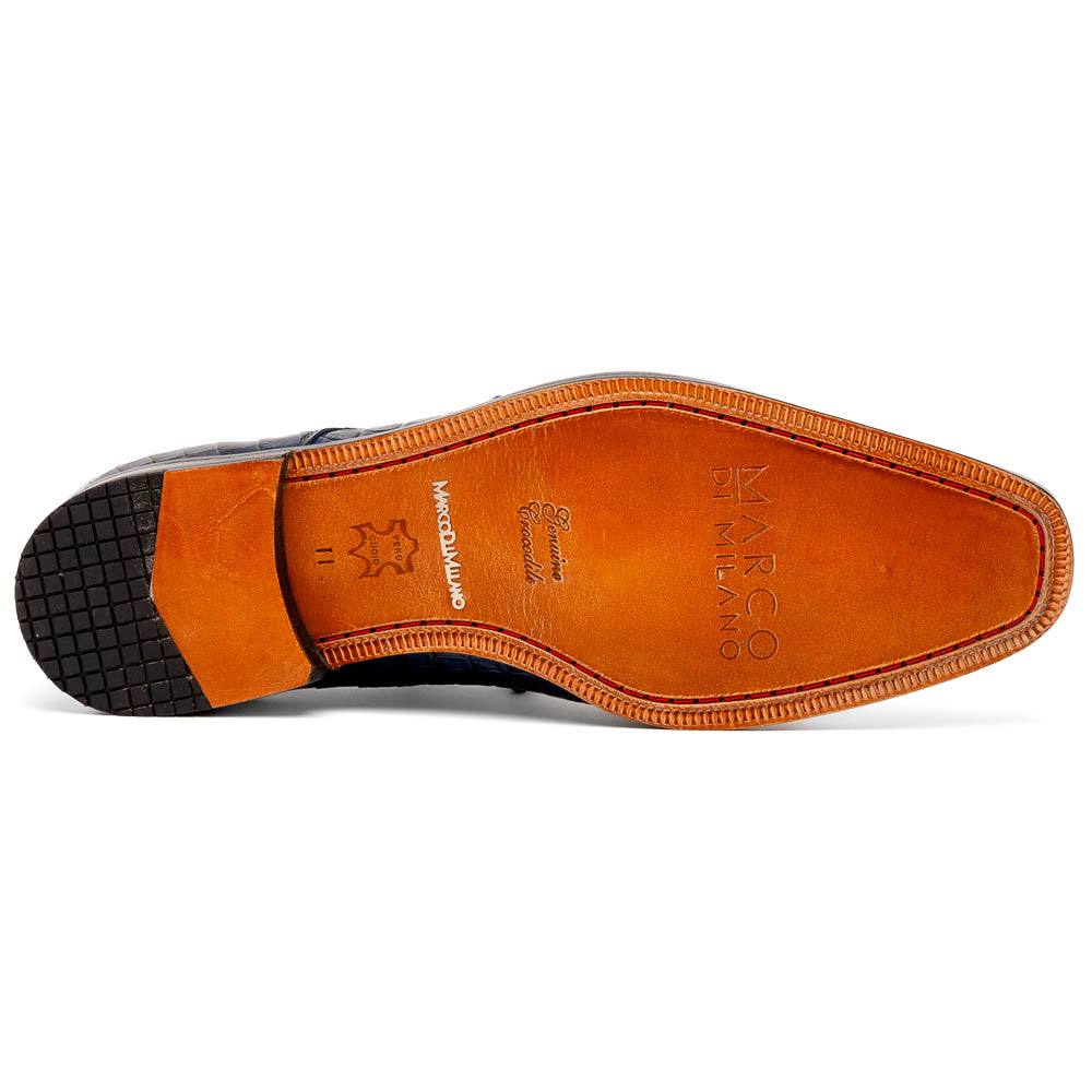 Marco Di Milano genuine Premium Nile Crocodile Skin Shoes, Italian leather Nilo Navy