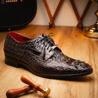 Men's Shoes genuine Premium Nile Crocodile Skin, Italian Finished-Tan leather Nilo Wine