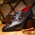 Men's Shoes genuine Premium Nile Crocodile Skin, Italian Finished-Tan leather Nilo Wine