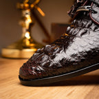 Men's Shoes genuine Premium Nile Crocodile Skin, Italian Finished-Tan leather Nilo Wine