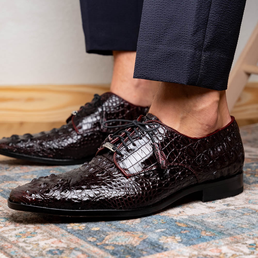 Men's Shoes genuine Premium Nile Crocodile Skin, Italian Finished-Tan leather Nilo Wine