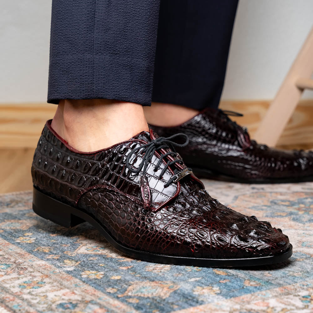 Men's Shoes genuine Premium Nile Crocodile Skin, Italian Finished-Tan leather Nilo Wine