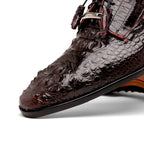 Men's Shoes genuine Premium Nile Crocodile Skin, Italian Finished-Tan leather Nilo Wine