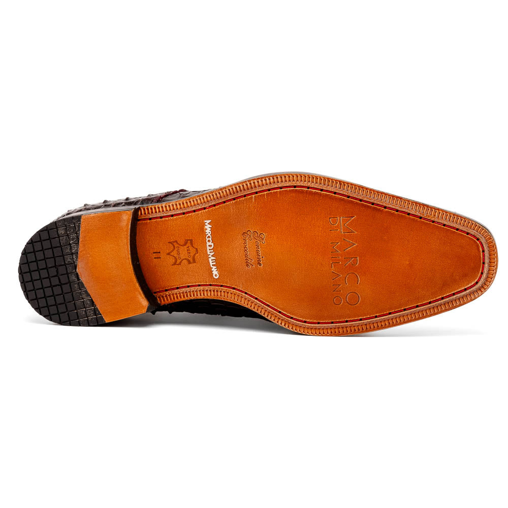 Men's Shoes genuine Premium Nile Crocodile Skin, Italian Finished-Tan leather Nilo Wine