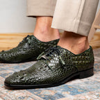 Nilo Genuine Crocodile Skin Deby's Oxford Dress Shoes Forest Green