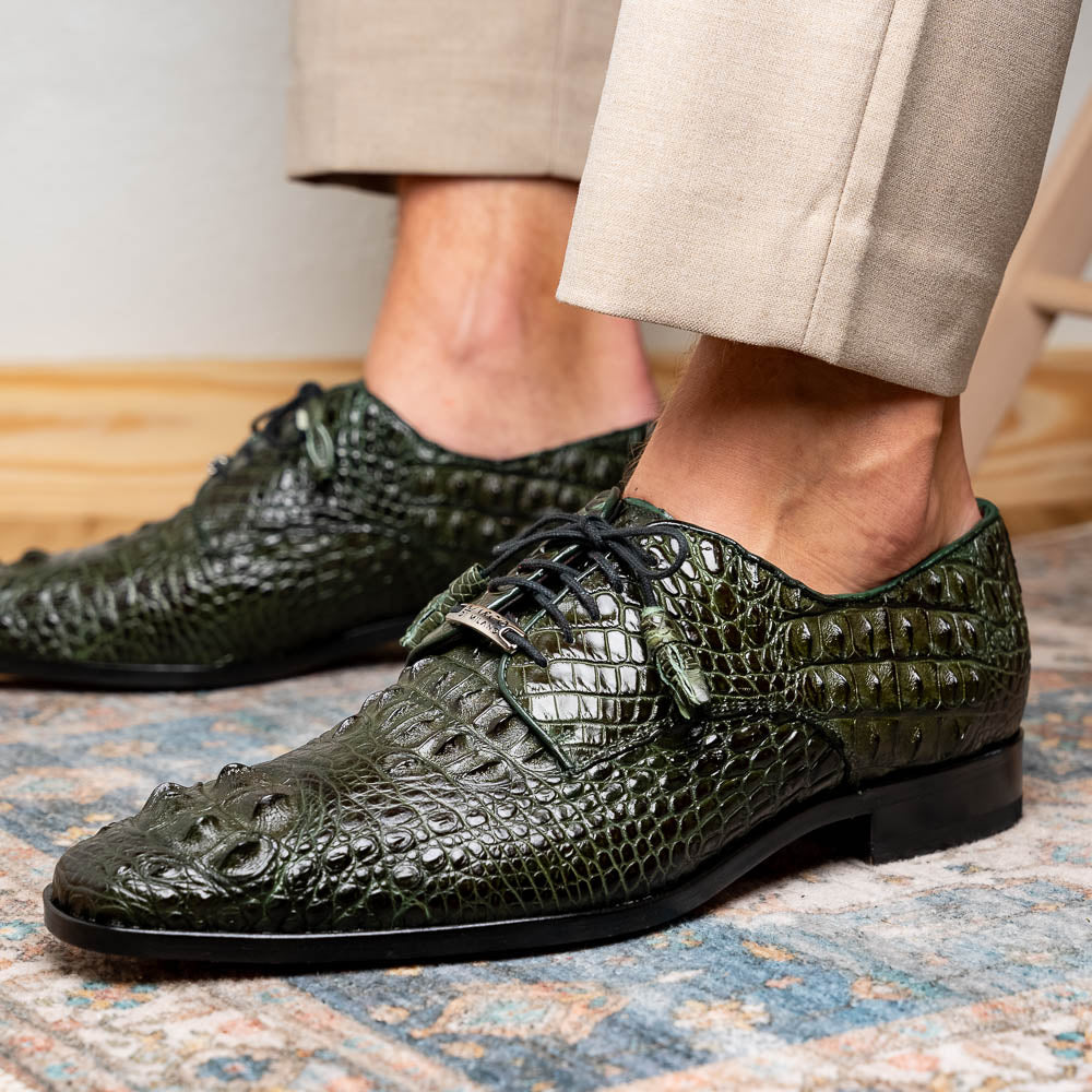 Nilo Genuine Crocodile Skin Deby's Oxford Dress Shoes Forest Green