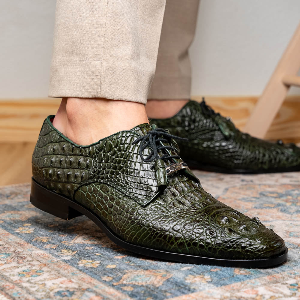 Nilo Genuine Crocodile Skin Deby's Oxford Dress Shoes Forest Green