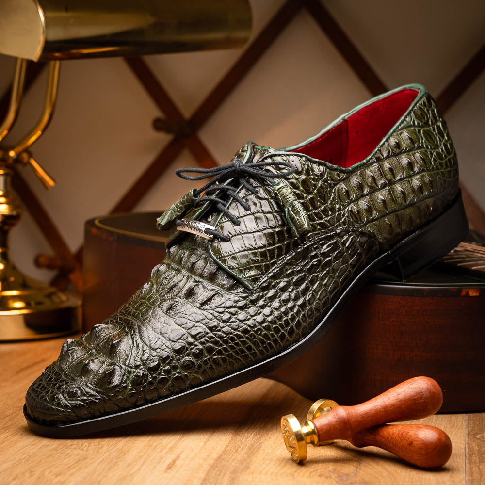 Nilo Genuine Crocodile Skin Deby's Oxford Dress Shoes Forest Green