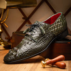 Nilo Genuine Crocodile Skin Deby's Oxford Dress Shoes Forest Green