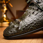 Nilo Genuine Crocodile Skin Deby's Oxford Dress Shoes Forest Green