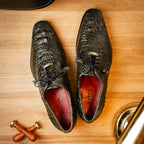 Nilo Genuine Crocodile Skin Deby's Oxford Dress Shoes Forest Green