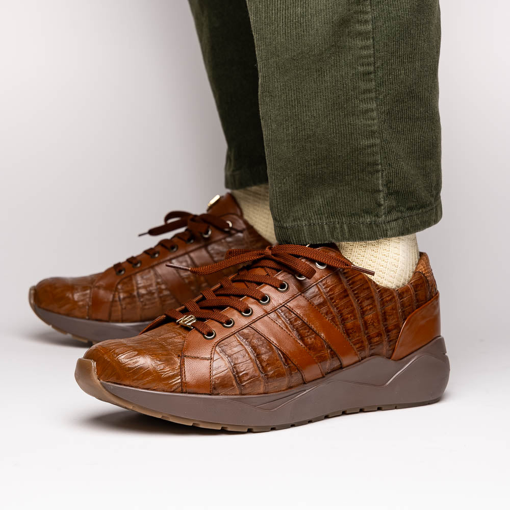 Nino Bay Genuine Caiman crocodile Fashion Sneaker Brown Apache