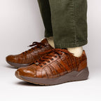 Nino Bay Genuine Caiman crocodile Fashion Sneaker Brown Apache