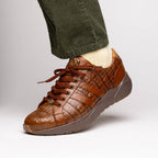 Nino Bay Genuine Caiman crocodile Fashion Sneaker Brown Apache