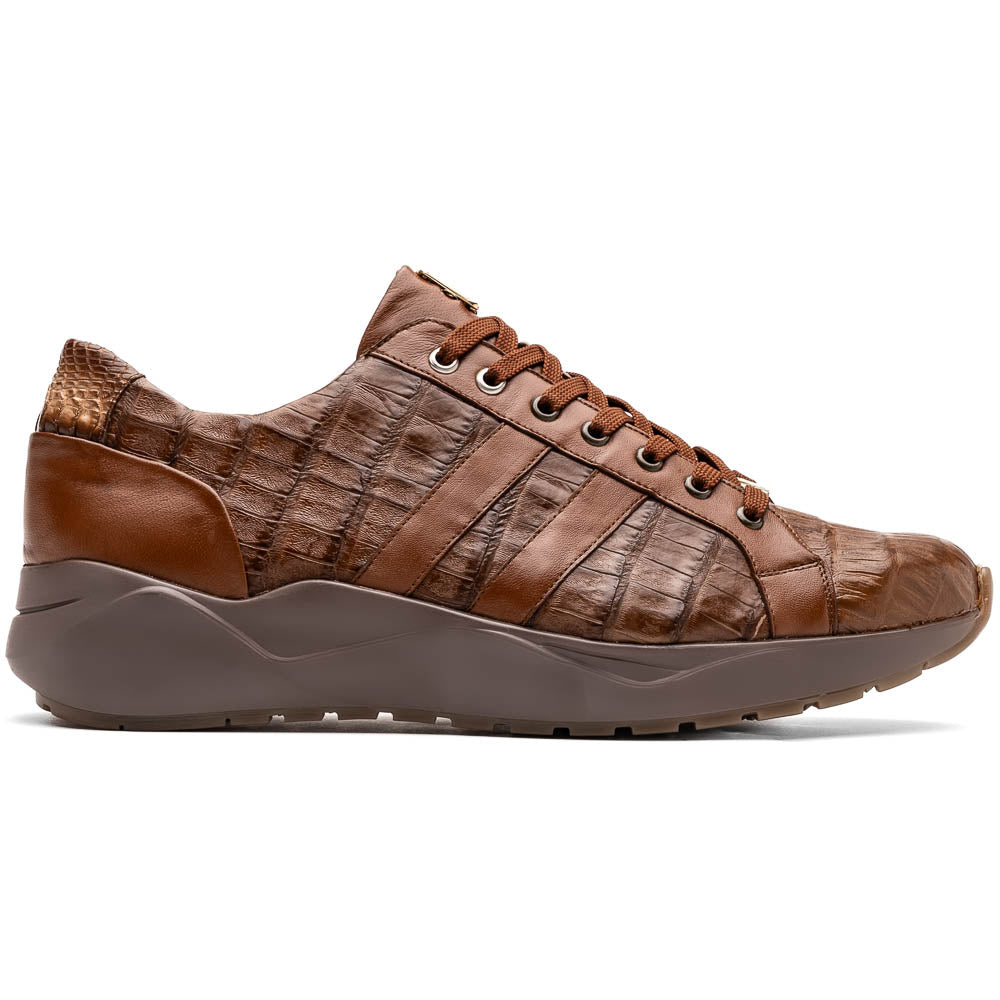 Nino Bay Genuine Caiman crocodile Fashion Sneaker Brown Apache