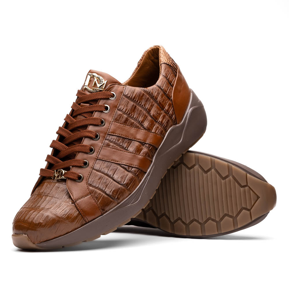 Nino Bay Genuine Caiman crocodile Fashion Sneaker Brown Apache