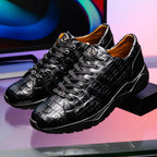 Nino Men'sGenuine Caiman Crocodile Fashion Sneaker  Black