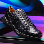 Nino Men'sGenuine Caiman Crocodile Fashion Sneaker  Black