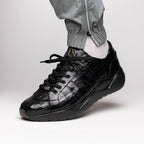 Nino Men'sGenuine Caiman Crocodile Fashion Sneaker  Black