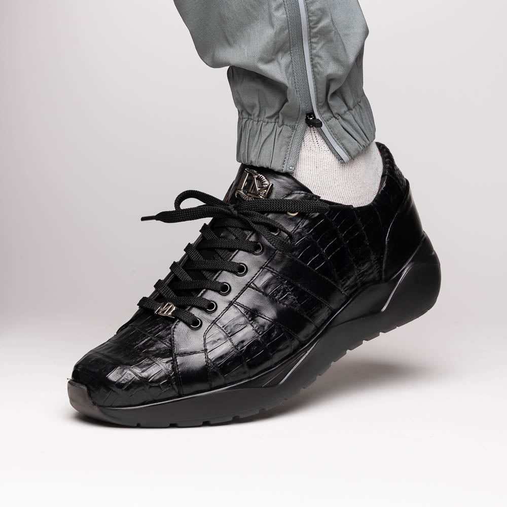 Nino Men'sGenuine Caiman Crocodile Fashion Sneaker  Black