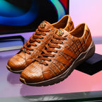 Nino Bay Genuine Caiman crocodile Fashion Sneaker Brown Apache