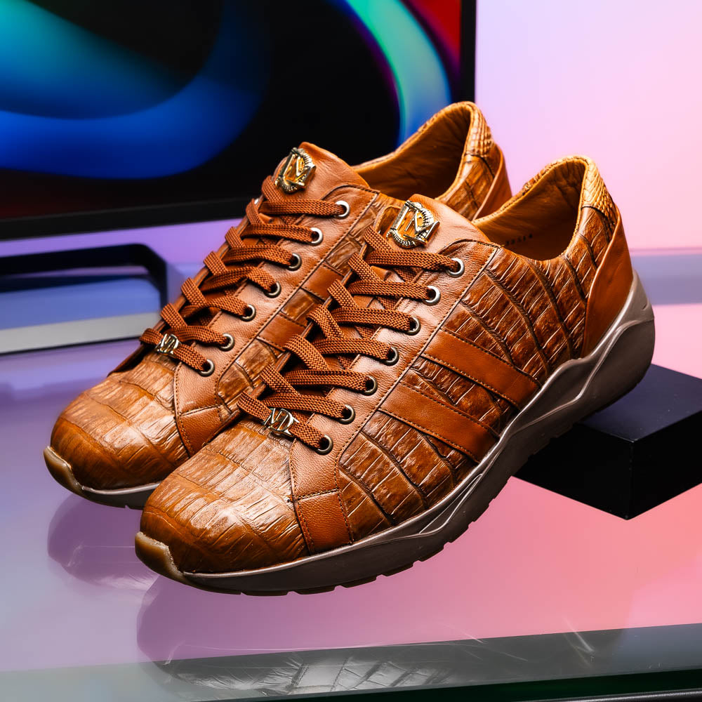 Nino Bay Genuine Caiman crocodile Fashion Sneaker Brown Apache