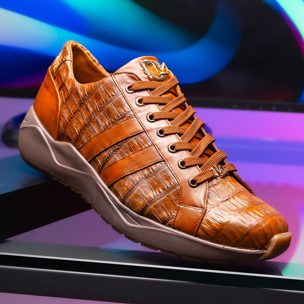 Nino Bay Genuine Caiman crocodile Fashion Sneaker Brown Apache