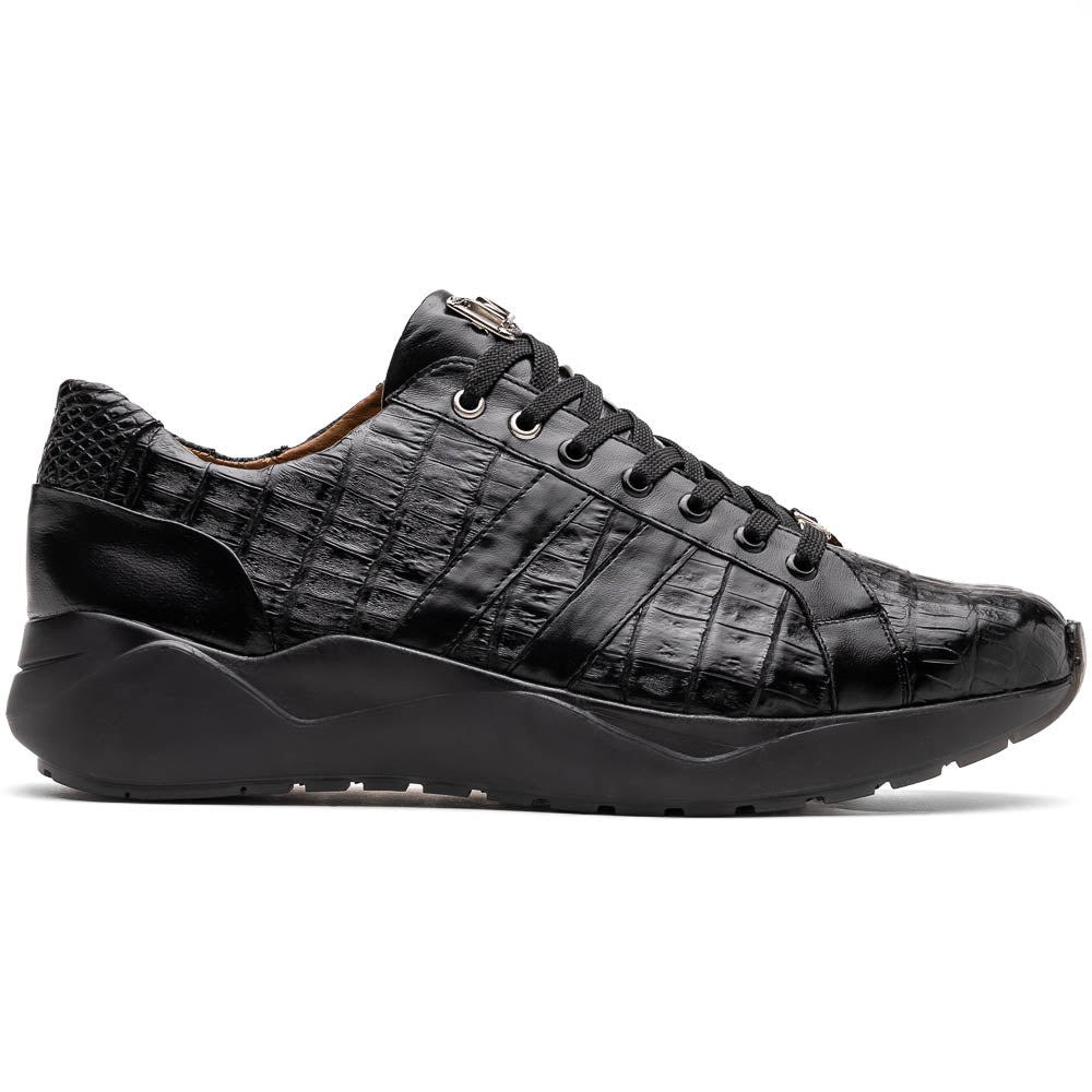 Nino Men'sGenuine Caiman Crocodile Fashion Sneaker  Black
