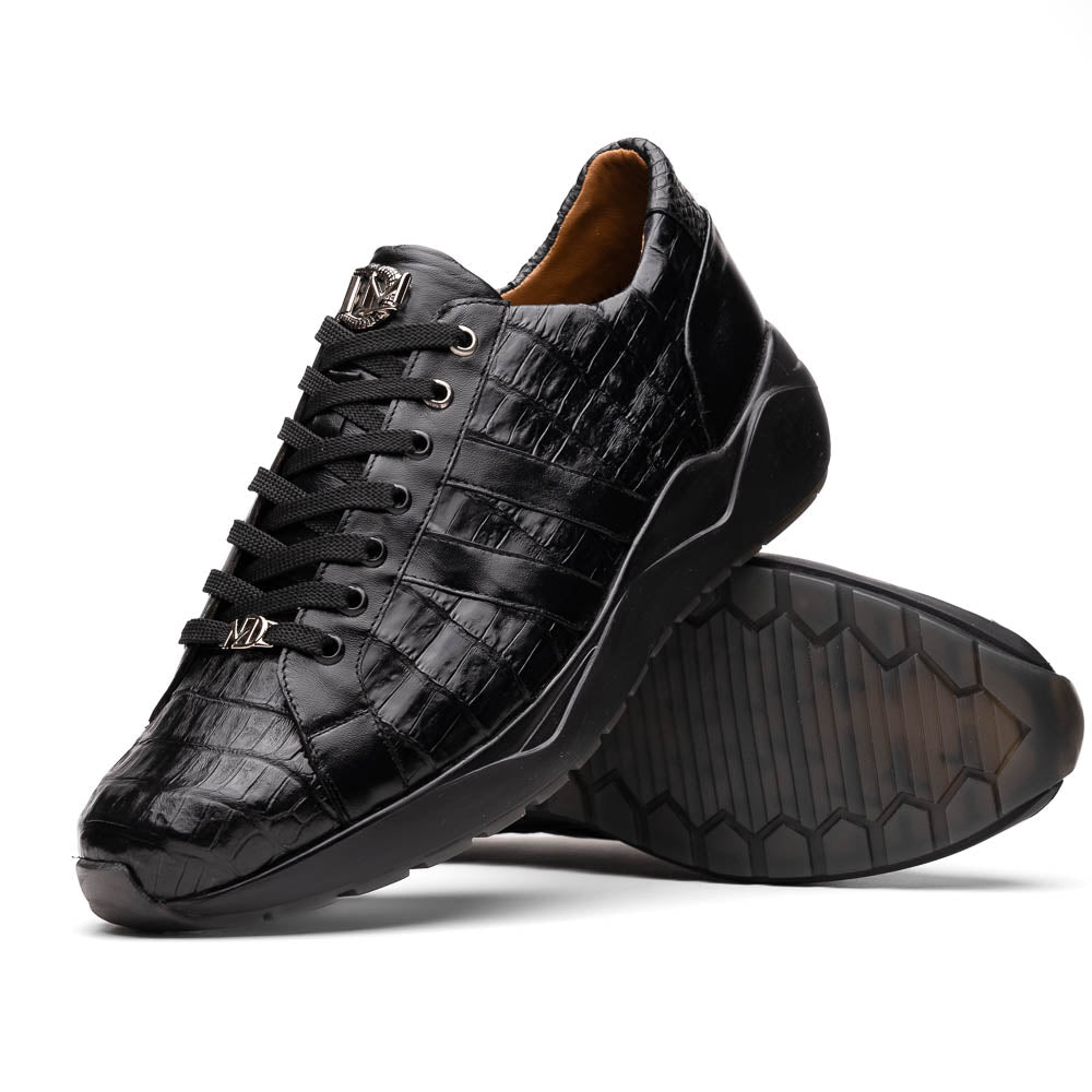 Nino Men'sGenuine Caiman Crocodile Fashion Sneaker  Black