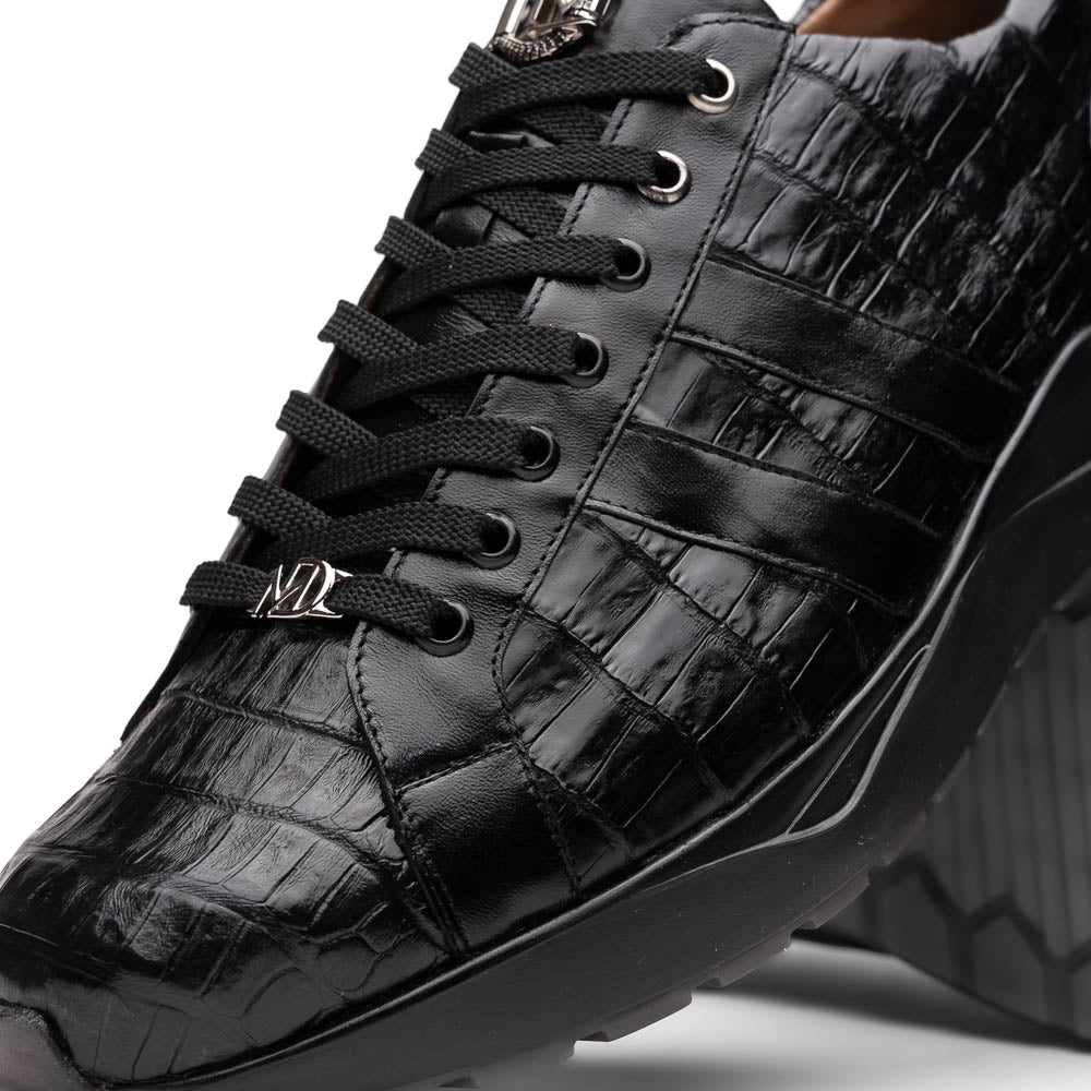 Nino Men'sGenuine Caiman Crocodile Fashion Sneaker  Black