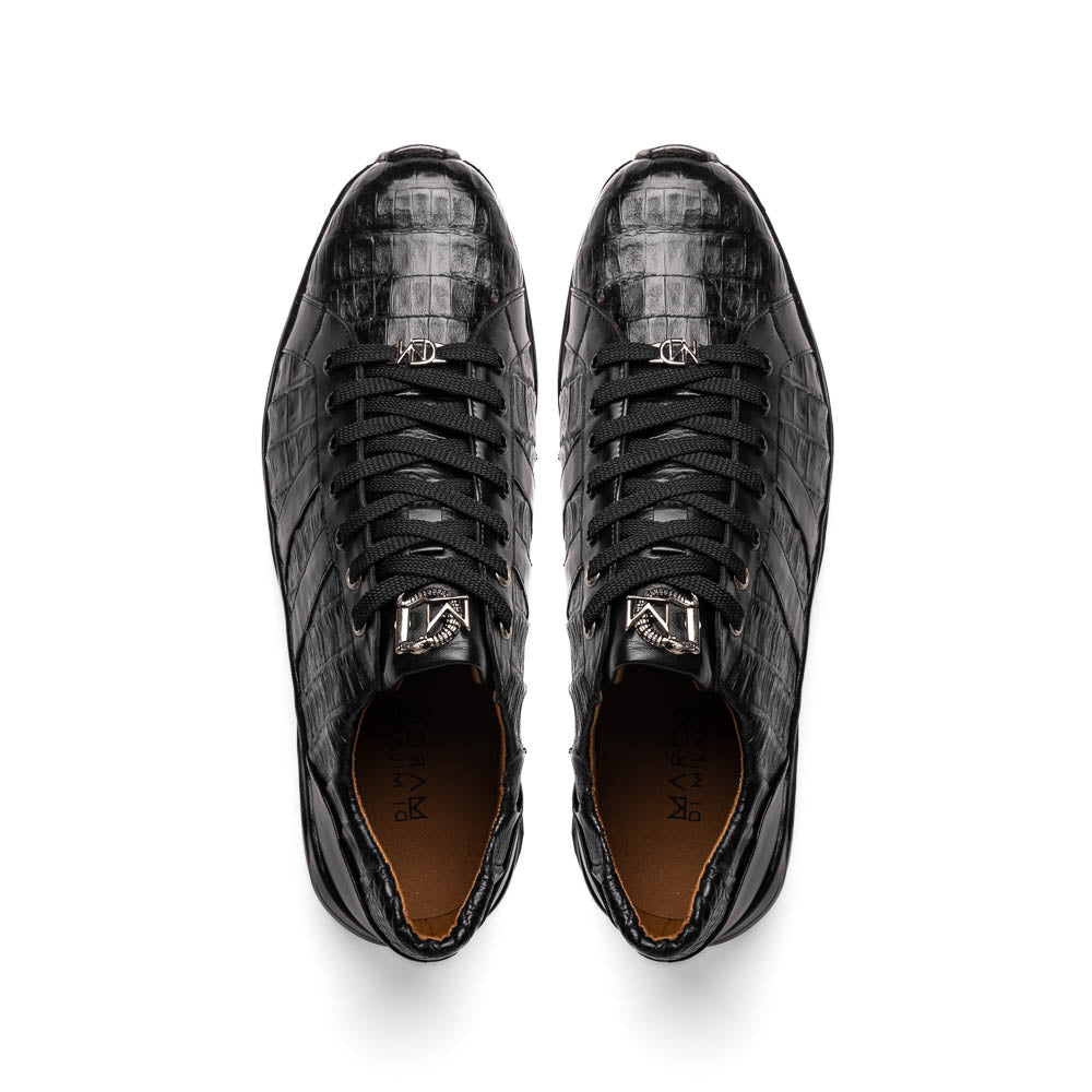 Nino Men'sGenuine Caiman Crocodile Fashion Sneaker  Black
