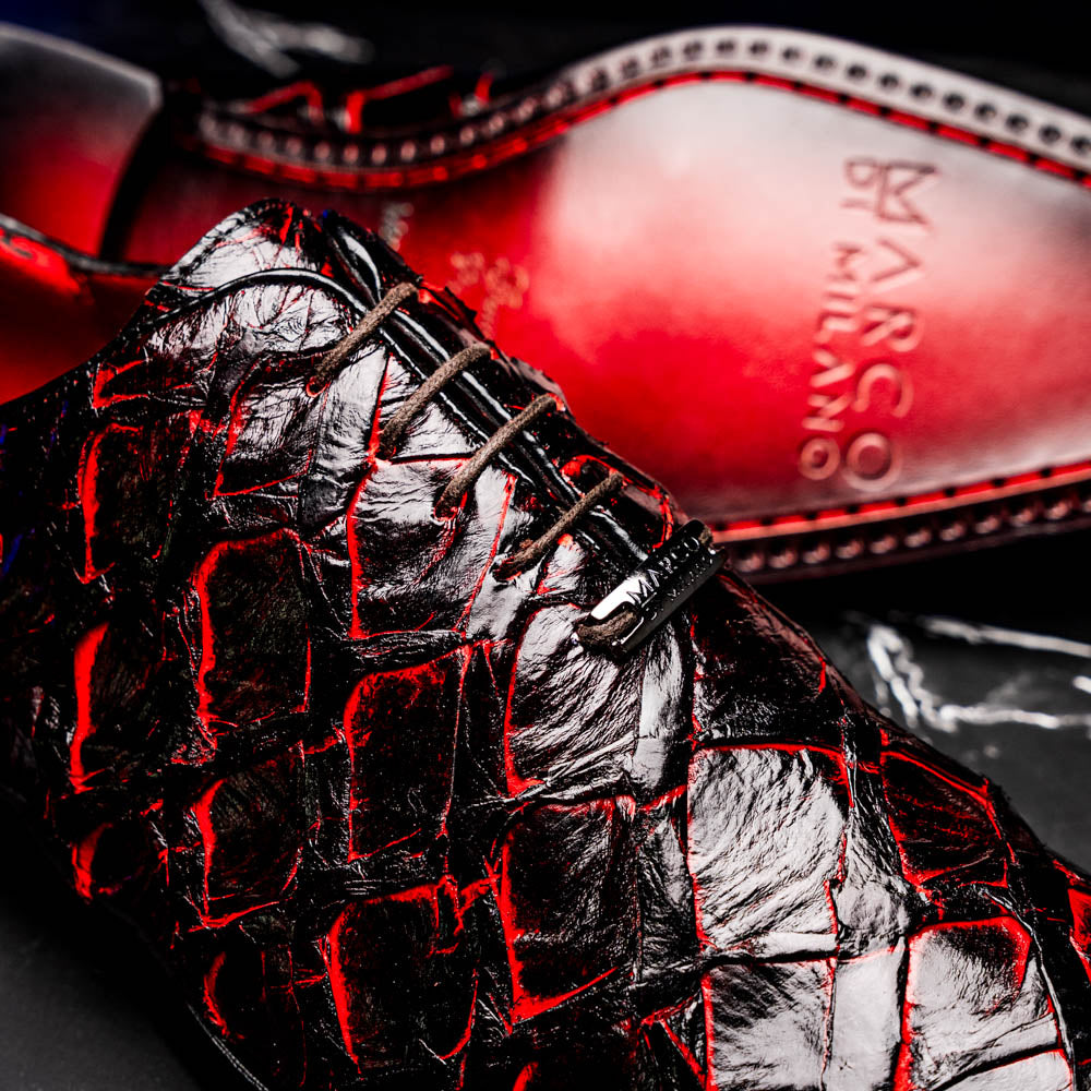 Marco Di Milano Genuine Pirarucu Exotic Lace-Up Olivieri Blackcherry