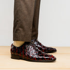 Marco Di Milano Genuine Pirarucu Exotic Lace-Up Olivieri Blackcherry