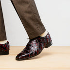 Marco Di Milano Genuine Pirarucu Exotic Lace-Up Olivieri Blackcherry