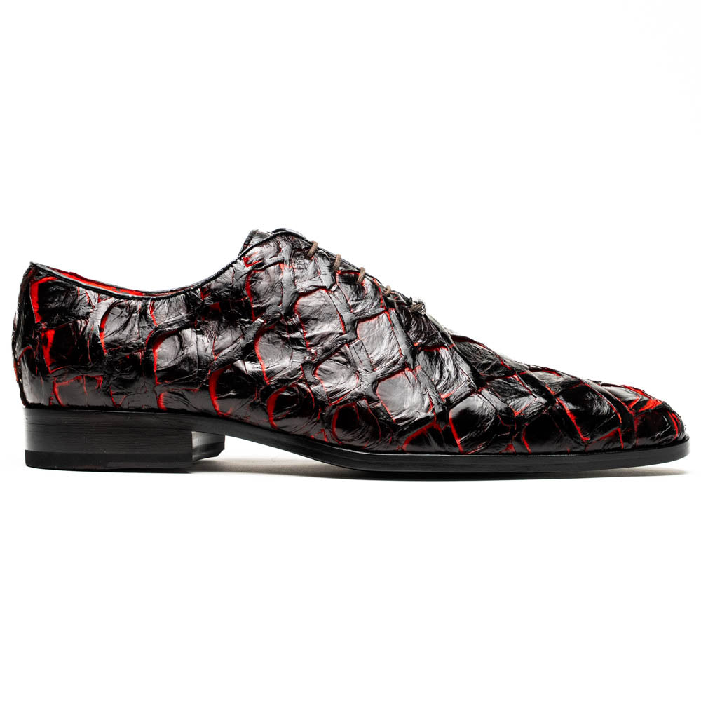Marco Di Milano Genuine Pirarucu Exotic Lace-Up Olivieri Blackcherry