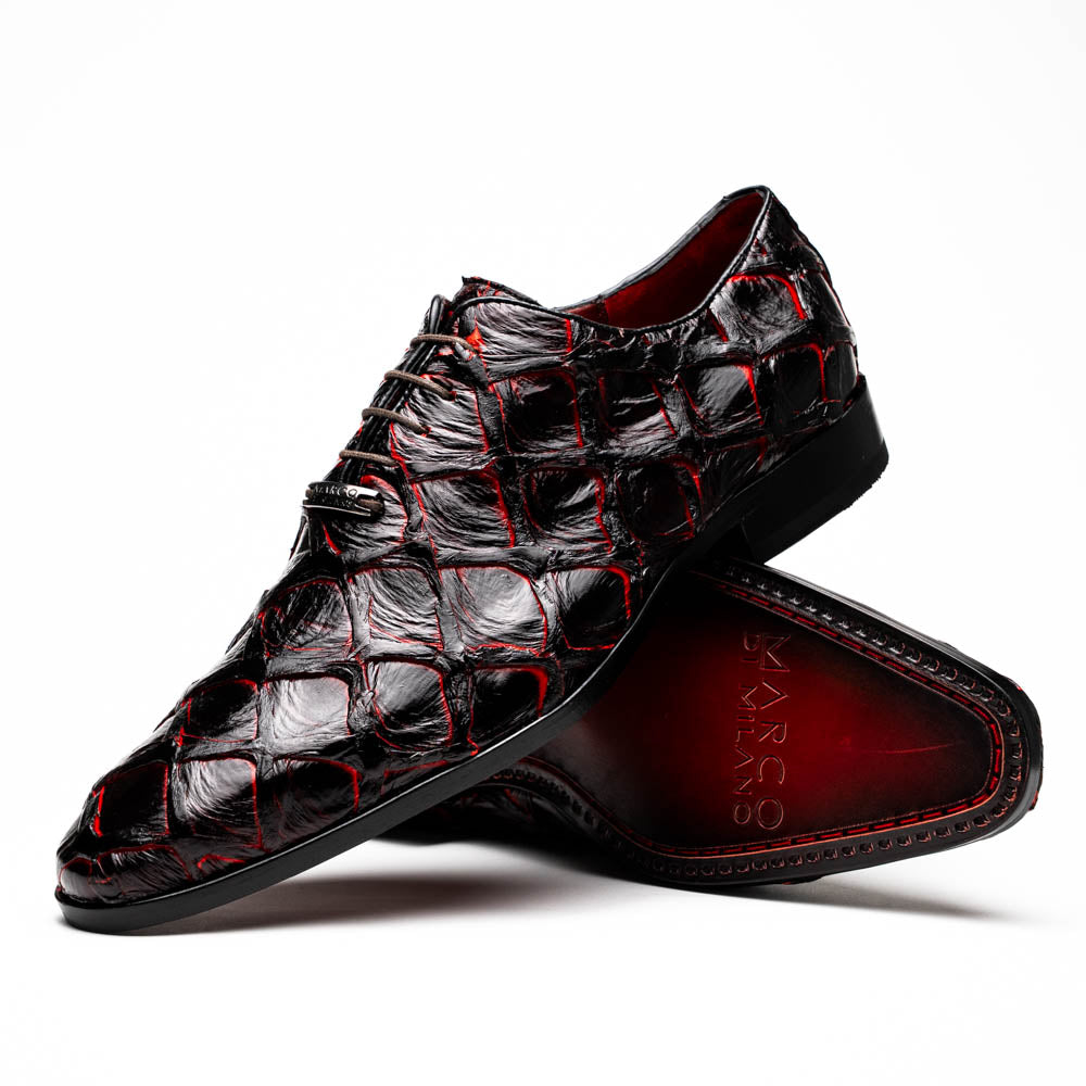 Marco Di Milano Genuine Pirarucu Exotic Lace-Up Olivieri Blackcherry
