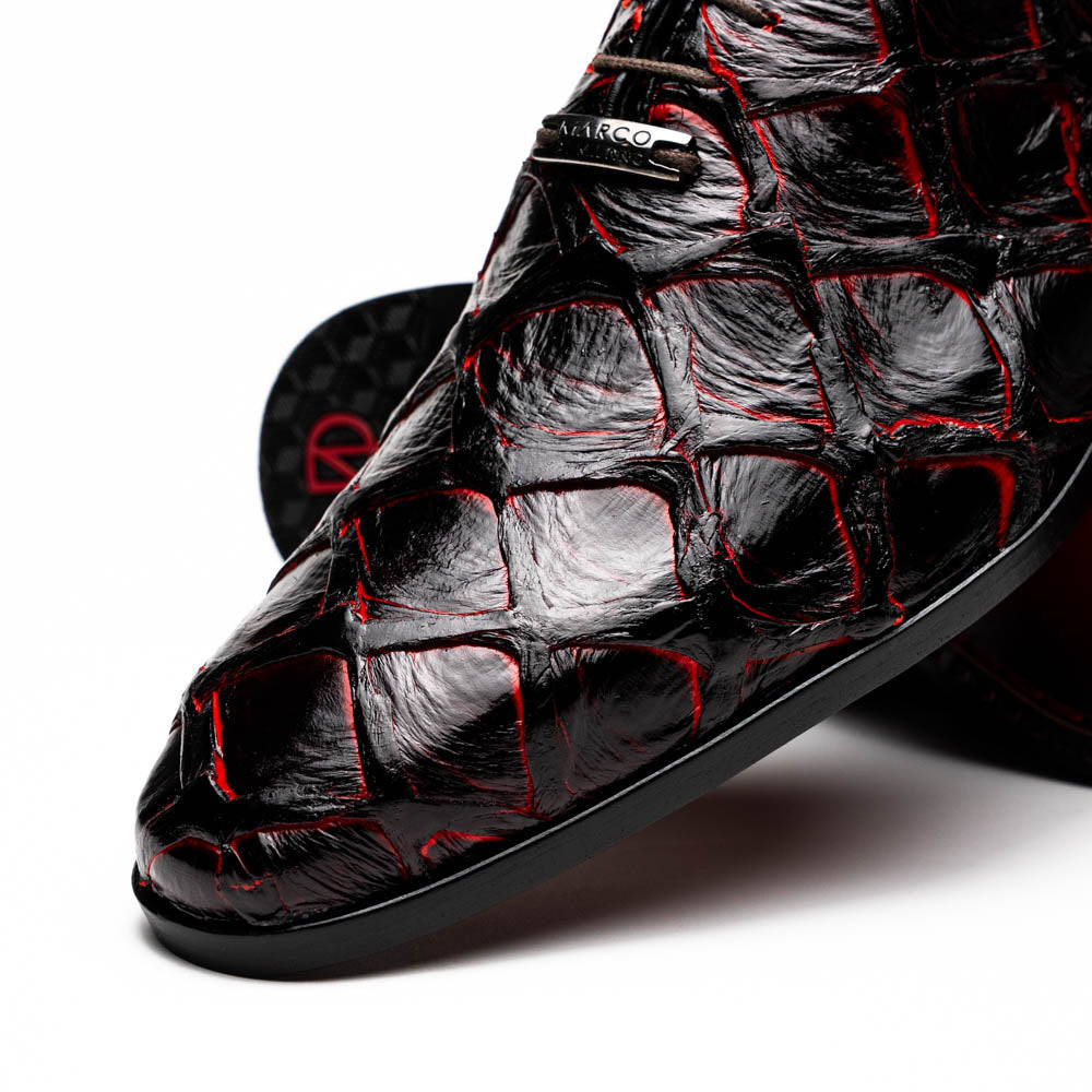Marco Di Milano Genuine Pirarucu Exotic Lace-Up Olivieri Blackcherry