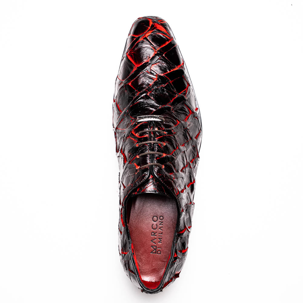 Marco Di Milano Genuine Pirarucu Exotic Lace-Up Olivieri Blackcherry