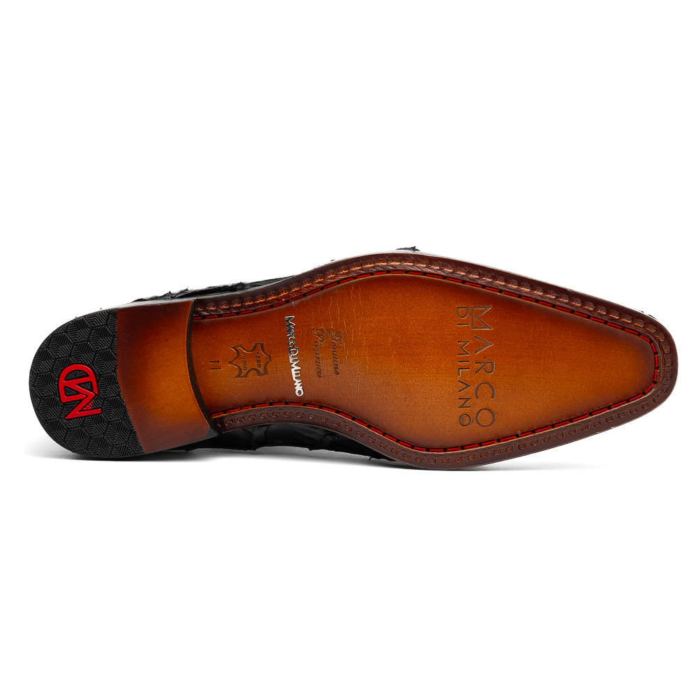 Marco Di Milano Genuine Pirarucu Exotic Lace-Up Oxford Shoes Olivieri Black